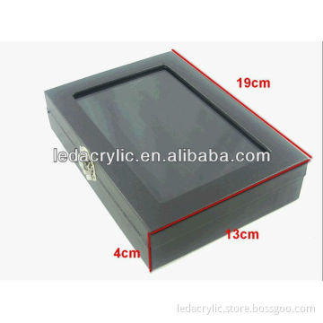 GLASS TOP BLACK JEWELRY RING DISPLAY SHOW CASE BOX TRAY